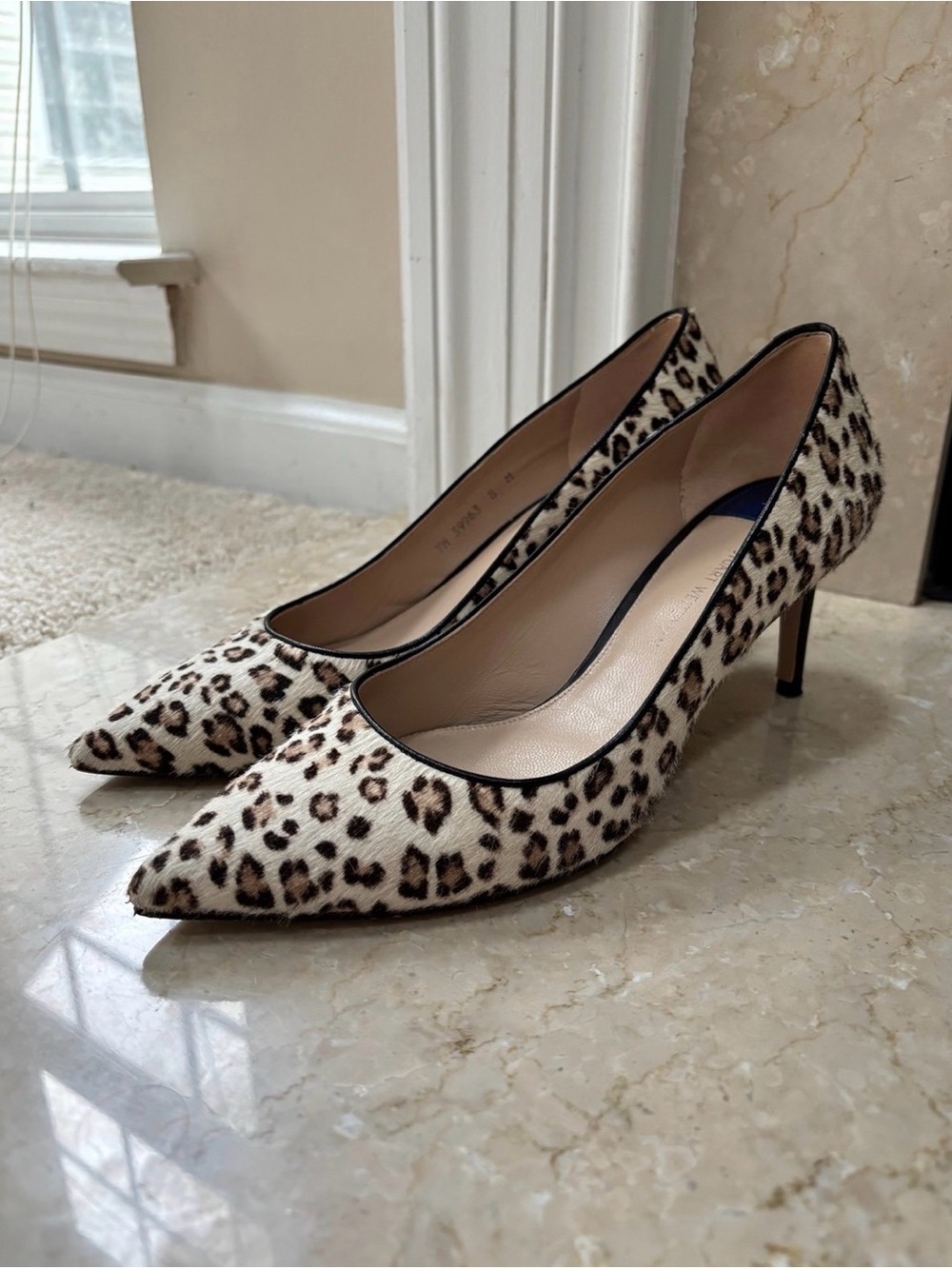 Stuart Weitzman Leigh 70 Leopard Print Calf Hair Pumps Heels